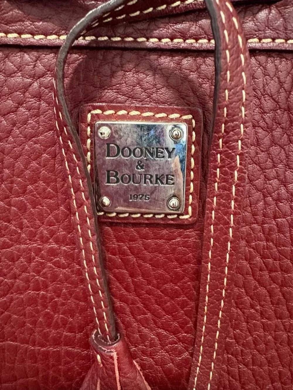 Vintage 2000s Dooney & Bourke Bordeaux Leather Tote Bag | Rare Paisley Interior